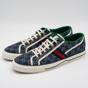 size 15G 15.5 US Gucci Tennis Denim Sneakers GG print Blue Canvas
